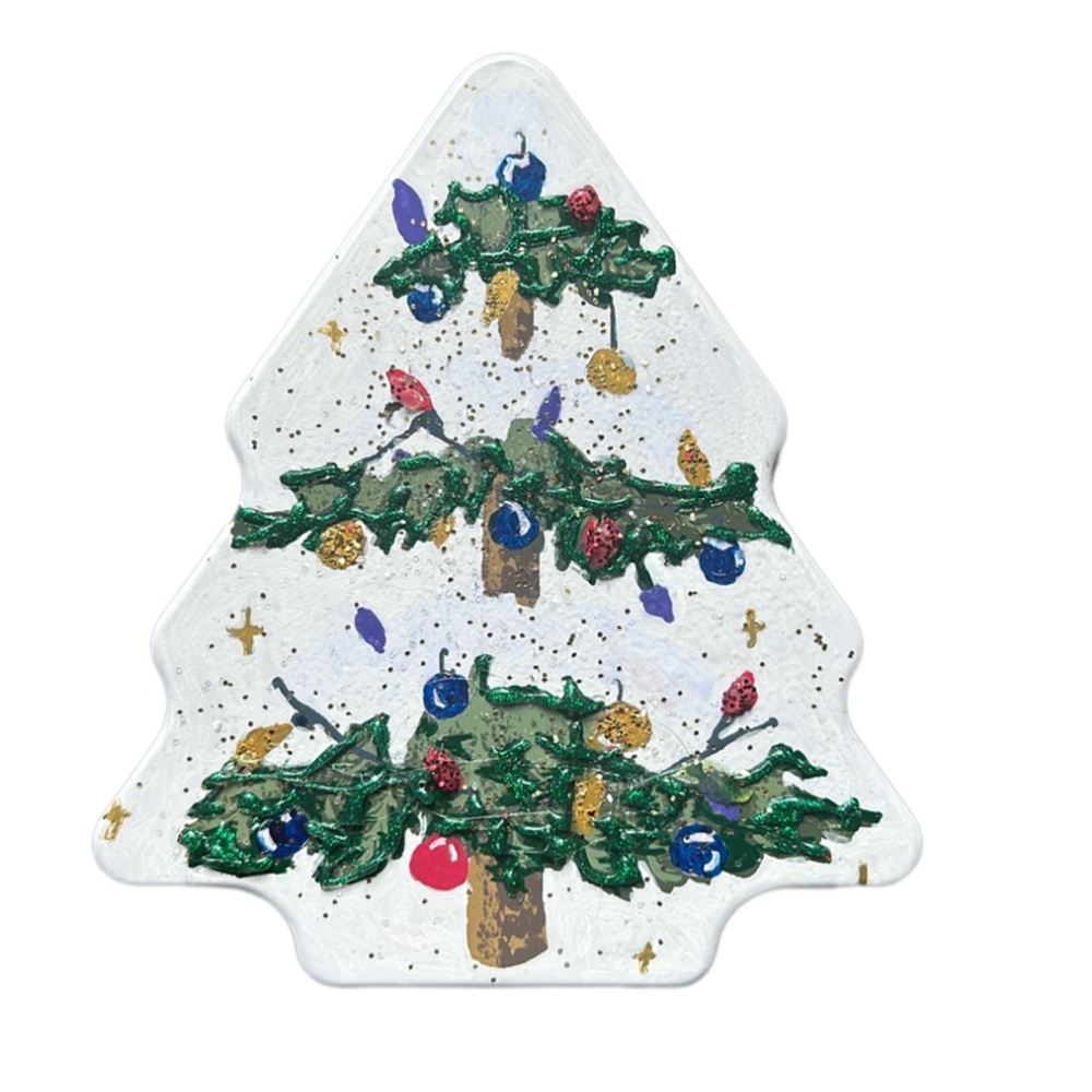 Christmas Tree Handcrafted UpCycled  Handmade Hand painted  Holiday Tin New
